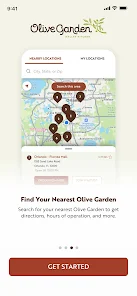 Olive Garden app screenshot showing menu and ordering